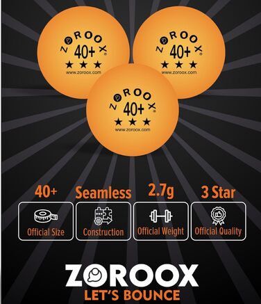 Набір тенісних кульок ZOROOX 3 зірки, 40+ | 9, 18, 36 або 72 кульки в упаковці | Якісні тренувальні кульки ABS для гри в приміщенні та на вулиці, змагання та розваги (Оранжеві)