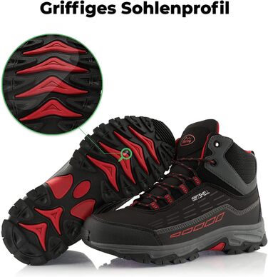 Черевики для піших прогулянок для жінок та чоловіків, водонепроникні зимові черевики, розмір 37 EU, чорний/червоний