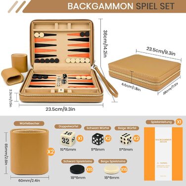 Набір для гри в нарди Lohofrnny для подорожей, портативний, класичний, магнітний, для дорослих та дітей (бежевий)