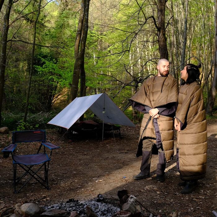 Спальний мішок OneWind для кемпінгу та гамака, 3 сезони, теплий плед, пончо, захист від холоду, ізоляція, для відпочинку на природі, піших прогулянок, зелений. Діапазон температур: 2°C~10°C (Deluxe). Розміри: 230x160 см та 200x137 см