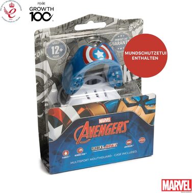 Захист для зубів Marvel Sport для дорослих та дітей. Захист ротової порожнини для контактних видів спорту: регбі, ММА, бойові мистецтва, кікбоксинг, дзюдо, хокей, бокс (молодь до 11 років), Captain America