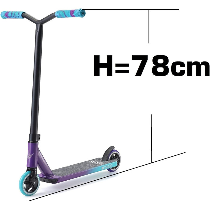 Трюковий самокат Blunt One S3 Complete (Ліла/Бірюза) для парку та вулиці, висота 78 см, для початківців
