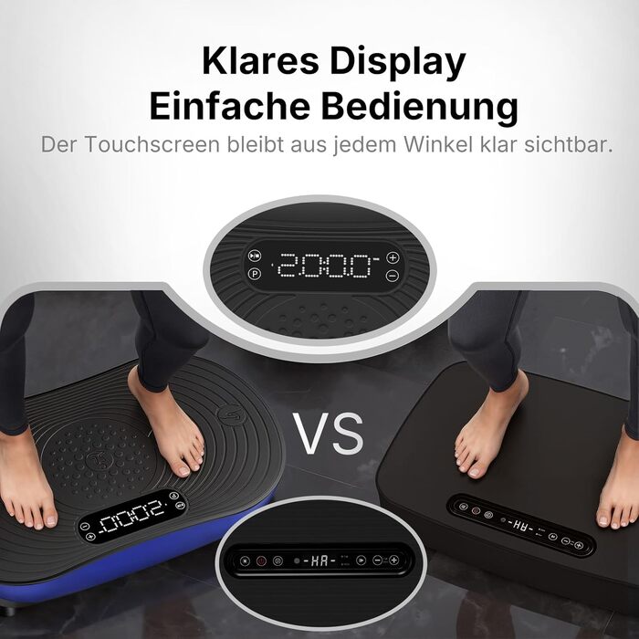 Вібраційна платформа MERACH для тренувань та формування тіла, 99 рівнів швидкості, Bluetooth-динамік, LED-сенсорний екран, еластичні шнури (блакитна)