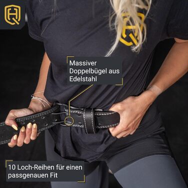Пояс для важкої атлетики HQ Germany S/M/L, 100% шкіра, сталь, 7мм