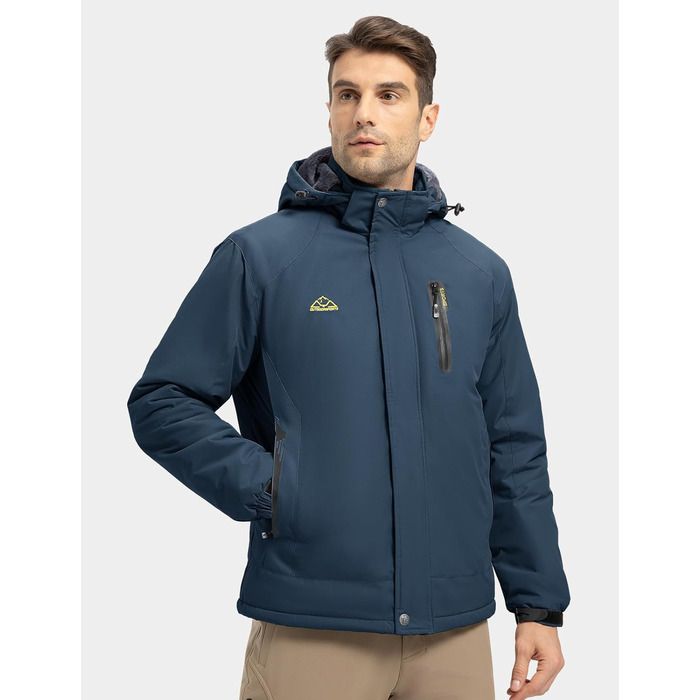 Сніговий костюм Rdruko для чоловіків, водонепроникний, з утепленим флісом, капюшон, для активного відпочинку в горах (Джинсовий синій, XL)