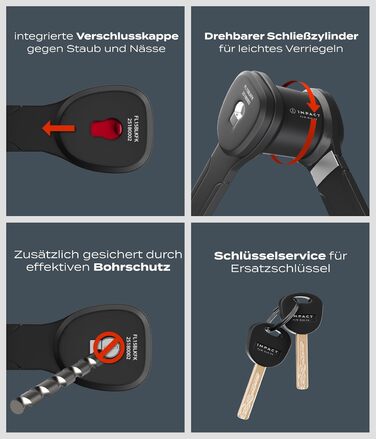 IMPACT® FlexLock 15: Преміальний складний замок для велосипеда - високий рівень безпеки. Зручний замок з рівнем безпеки 15 до 120 см, витримує до 1,5 тонн тяги. З ключем.