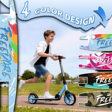 Самокат FREEDARE Cityroller складний для дітей та дорослих, колеса 200мм, до 100кг, блакитний