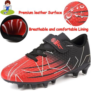 Дитячі футбольні бутси з шипами, професійні, для хлопчиків та дівчаток, чорно-червоні (36 EU)