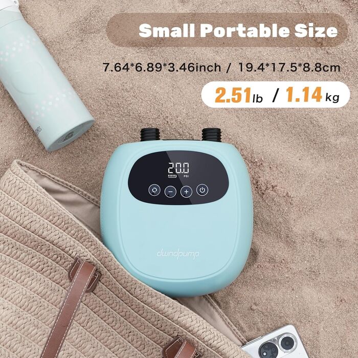 Електричний насос для SUP до 20PSI з акумулятором, для каяків та SUP дощок, з 7 насадками, зелений