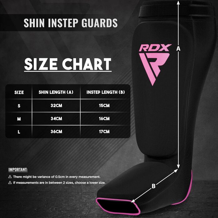 Наколінники та щитки для ніг RDX для кікбоксингу, тайського боксу, ММА, муай-тай. Захист для чоловіків та жінок. Чорний, рожевий колір.