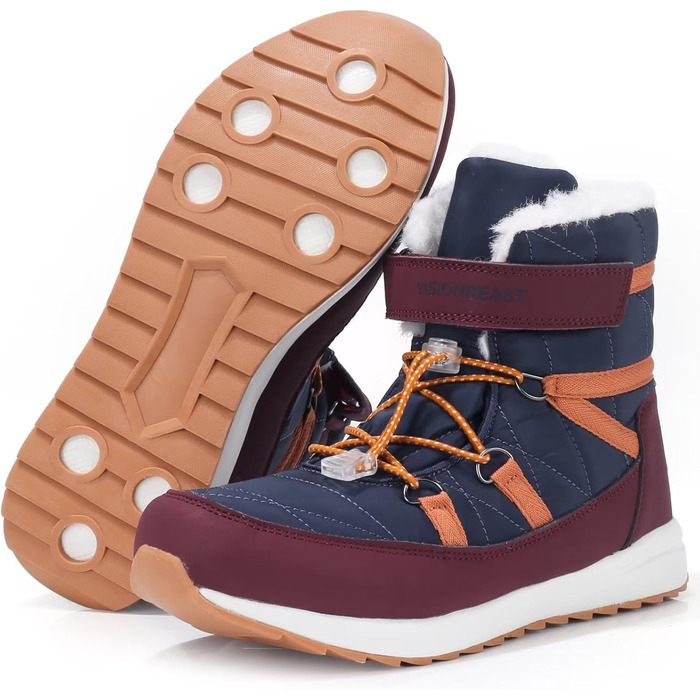 Зимові черевики VisionReast для чоловіків та жінок, теплі, з підкладкою, снігоступи, трекінгові черевики, халяви для хайкінгу, зимові чоботи з неслизькою підошвою, Outdoor з застібкою-липучкою (36 EU, Червоний)