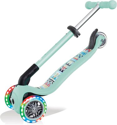 Дитячий триколісний самокат GLOBBER JUNIOR Foldable Fantasy Lights з LED колесами 120/80 мм, ABEC 5, складаний