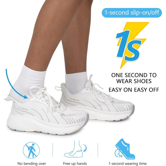 Чоловічі кросівки JACKSHIBO з широкою передньою частиною та підтримкою склепіння стопи. Підходять для бігу, ходьби, тенісу та занять спортом. Ортопедичне взуття для плоскостопості, без каблука, з товстою підошвою. Розмір 42.5 EU, білий колір.
