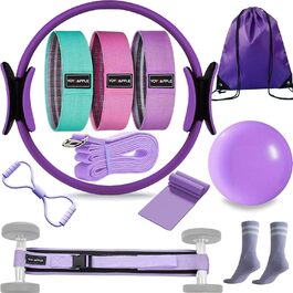 Набір для пілатесу вдома, 11-кількісний набір для пілатесу, фітнес-набір для жінок, м'яч для пілатесу та кільце, аксесуари для пілатесу (фіолетовий)