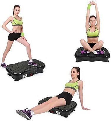 Вібраційна платформа Supfine з еластичними стрічками, 5 режимів, 95 рівнів, LCD-дисплеєм, до 120 кг, для дому, чорна