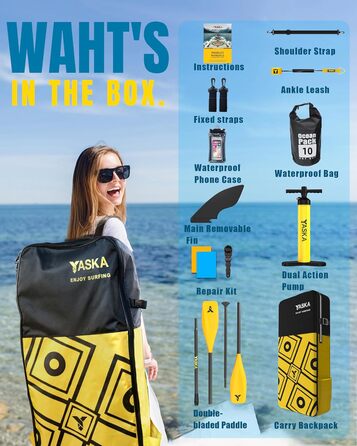 Надувні SUP-дошки YASKA - широка та стійка конструкція з преміум аксесуарами. SUP-дошки для дорослих, темно-синій колір