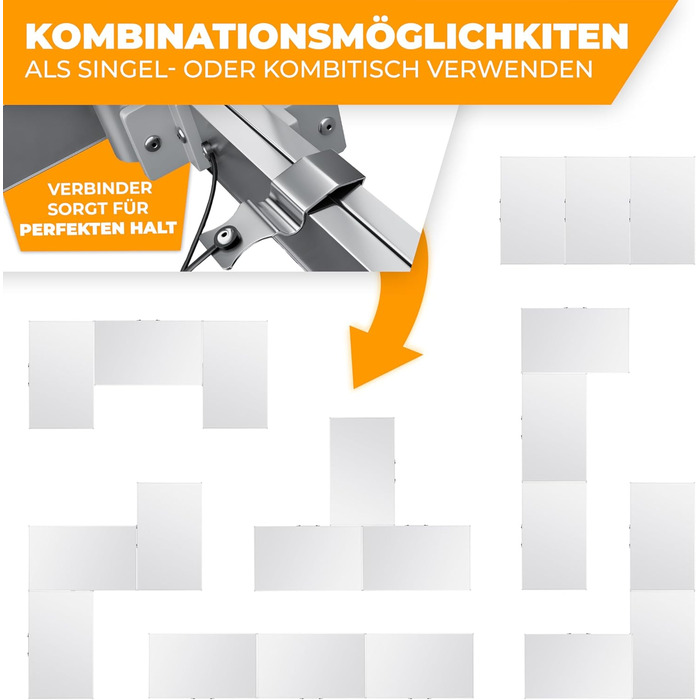 KESSER® Багатофункціональний стіл Profi 3-частини 100x60 см, білий - розкладний стіл для дому, ярмарку, кемпінгу, з навантаженням до 90 кг