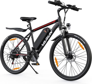 Електровелосипед VARUN E Bike 24/26 дюймів, алюмінієва рама, 36/48V акумулятор, 1/21 швидкість, пробіг 40-80 км, для міста та гір