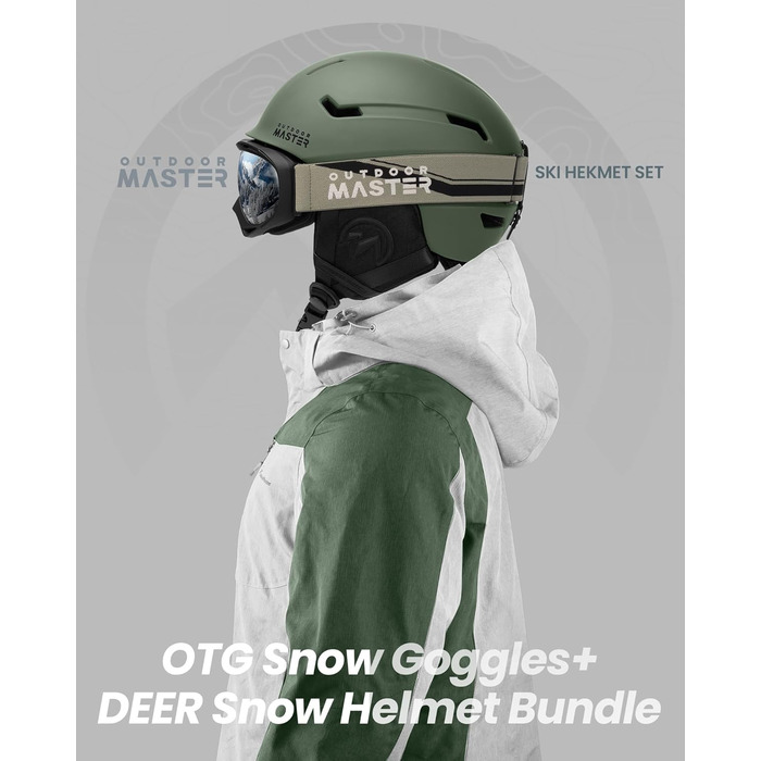 Шолом для лиж та сноуборду OutdoorMaster з маскою для дорослих - 12 вентиляційних отворів, L(58-61 см)