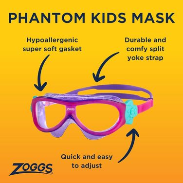 Дитяча маска для плавання Zoggs Phantom, рожева/фіолетова, до 8 років