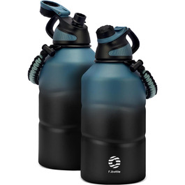 Фляга для води Fjbottle з нержавіючої сталі 1900 мл з магнітною кришкою, BPA Free, подвійні стінки, термо, без витоку, для спорту, універу, кемпінгу, подорожей, темно-синій колір