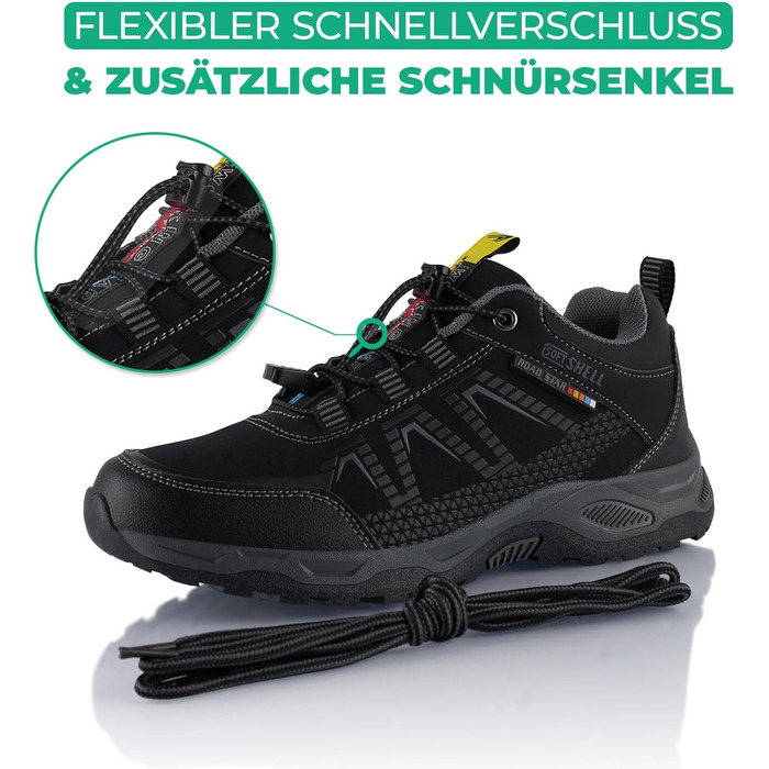 Черевики для трекінгу та трейлраннінгу Softshell для жінок та чоловіків, чорні (46 EU)