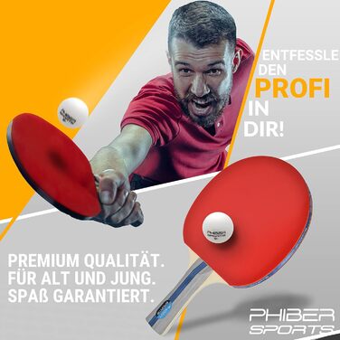 Набір для настільного тенісу PHIBER-SPORTS: 4 ракетки, 8 м'ячів, сумка, для дому та вулиці, для початківців, сімей та професіоналів