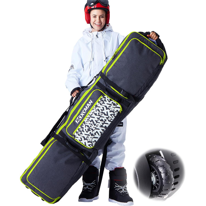 Сумка для сноуборда XCMAN з колесами та регульованою довжиною, водонепроникна, з захисними ребрами