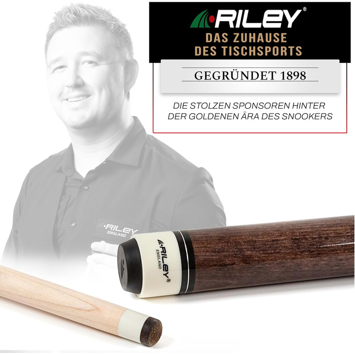 Більярдний кий Riley американський, 147 см, кінчик 13 мм, ручка зі штучної шкіри, темне дерево, з кейсом