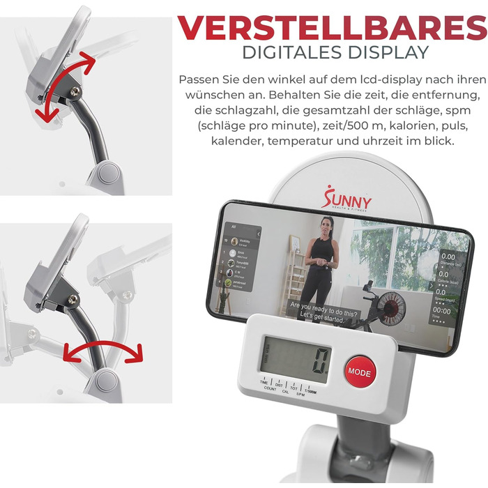 Магнітний тренажер для дому Sunny Health & Fitness SF-RW521020: компактний, складаний, тихий, з підключенням до SunnyFit App