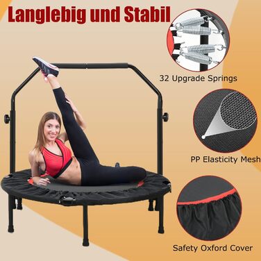 Трамплін для фітнесу LIFERUN Ø101 см, вантажопідйомність 150 кг, з 3 регульованими рівнями ручок, червоний