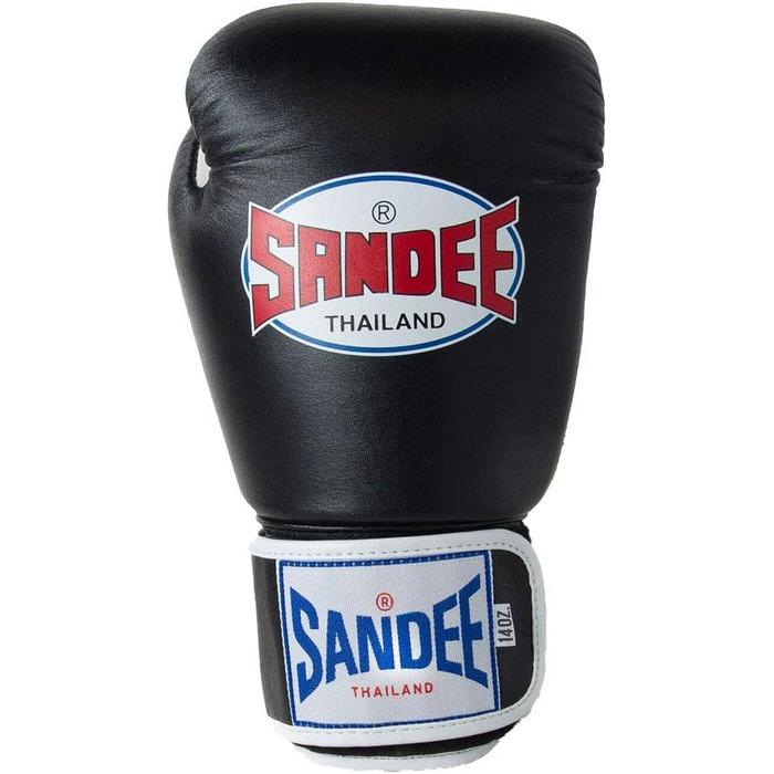 Боксерські рукавички Sandee для Муай Тай, шкіряні, чорні, 14oz, для дорослих