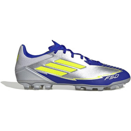 Бутси футбольні adidas F50 League Unisex для штучного покриття, 47 1/3 EU, сріблястий/сонячно-жовтий/блакитний