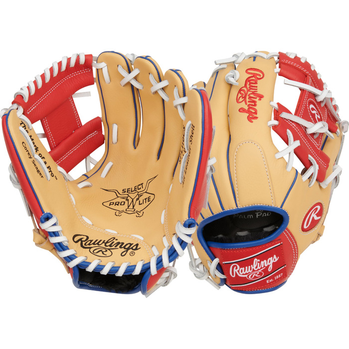 Рукавиця бейсбольна Rawlings Select Pro Lite Youth (правий рукав) для інфілдерів, розмір 26.7-31.1 см, модель Corey Seager, Pro I Web Camel 11