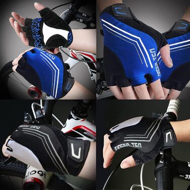 Рукавички для велосипеда FINGER TEN для чоловіків, MTB, гелеві, протиковзкі, для катання, Downhill, хайкінгу, унісекс, сині, напівпальцеві