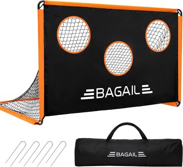 Футбольні ворота Bagail 2-в-1 з мішенню, 6x4 фути, помаранчеві, з портативною сумкою, для тренувань та ігор у саду
