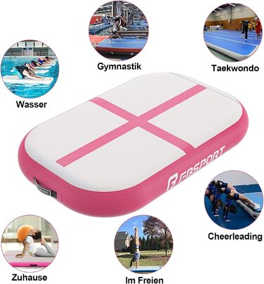 FBSPORT Килимок для гімнастики та йоги, 60x100x20 см, рожевий, з насосом та сумкою