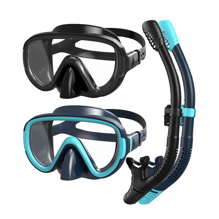 Набір для снорклінгу G2RISE для дорослих, маска для плавання та трубка, чорний+темно-зелений