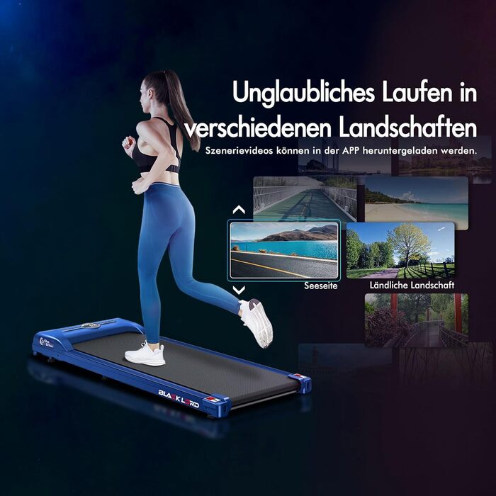 Walkingpad Laufband BLACK LORD SL9 - біговий доріжка, портативна, до 16 км/год, нахил до 9%, LED-дисплей, Bluetooth, для дому та офісу