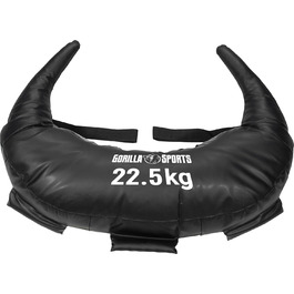 Болгарський мішок GORILLA SPORTS 22,5 кг, 5 ручок, штучна шкіра, чорний – для кросфіту, фітнесу та силових тренувань