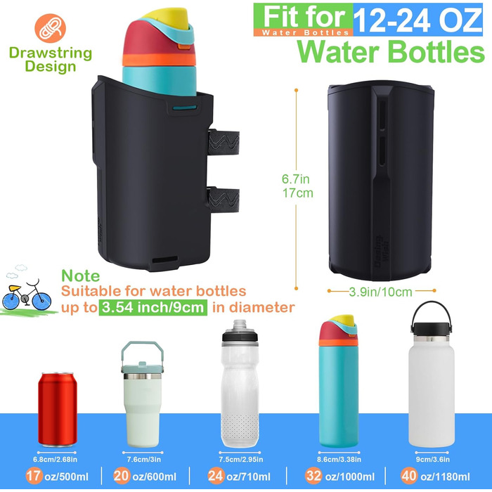 Тримач для пляшок Design Wish 12-40oz для велосипеда без гвинтів, універсальний фляготримач для води, аксесуар для велосипеда, чорний