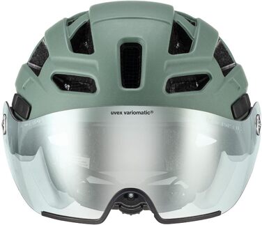 Велошолом Uvex Finale Visor V з візором і LED-ліхтарем, для міста, унісекс, мохово-зелений матовий, 52-57 см
