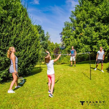 Набір для бадмінтону Talbot-Torro Family: 2 юніорські ракетки, 2 стандартні, 3 волани, регульована сітка, сумка