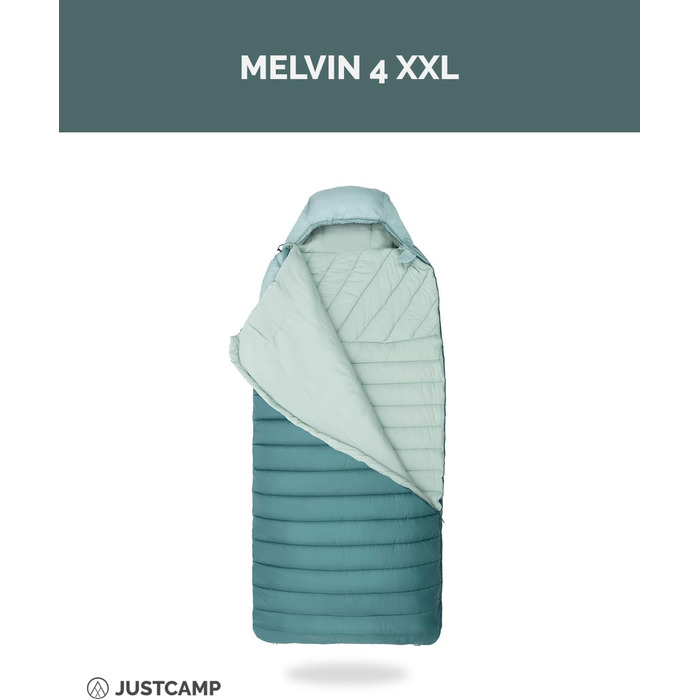 Спальний мішок Justcamp Melvin XXL 4 сезони для дорослих, м'ятний колір