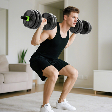 Набір гантелей SPORTNOW, регульовані, 20 кг: комплект коротких гантелей, штанга та гантелі для силових тренувань