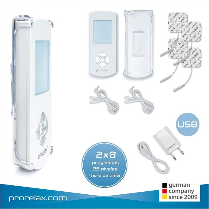 Prorelax TENS/EMS Duo Comfort: електростимулятор для зняття болю та м'язового масажу | 2 терапії в одному пристрої | Великий дисплей