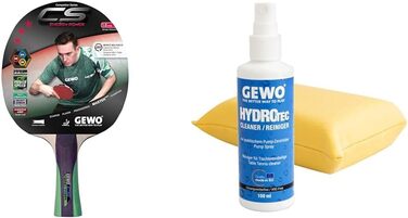 GEWO CS Energy Power – професійна ракетка для настільного тенісу, ITTF, контрольований наклад, висока обертальність, 1,8 мм губка, червоно-чорна, комплект з набором для чищення