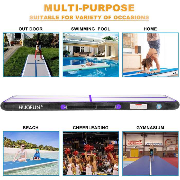 Надувна гімнастична мат для акробатики та тренувань 3/4/5/6 метрів заввишки 20 см. Підходить для йоги, тхеквондо, акробатики. Розміри: 400х100х20 см.