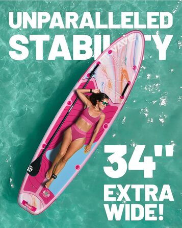 SUP-дошка надувна Hiwave Breeze Pink 335x86x15 см, вантажопідйомність 190 кг, для океану та озера, з 3-частинним регульованим веслом