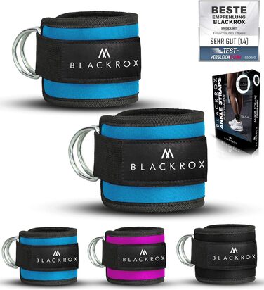BLACKROX Манжети для ніг на кабельний тренажер, 2 шт, сині – щиколотки для тренувань у спортзалі, фітнесу, чоловіків і жінок